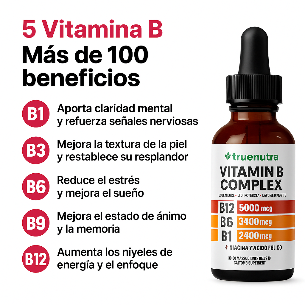 Vitamina B 5 en 1 Premium Fórmula Avanzada para Energía, Concentración y Salud Nerviosa